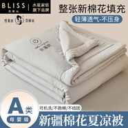 BLISS水星家紡出品A類純棉夏涼被100新疆棉花空調被可機洗薄款被子裸睡 淺灰 A類新疆棉 180x200cm夏被1.8x2米 單雙人
