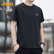吉普（JEEP）美國正品高端圓領(lǐng)T恤衛(wèi)衣男裝春秋季休閑運(yùn)動內(nèi)搭打底衫上衣秋冬 2600黑色【短袖】 常規(guī) 【官方正品】 M 【適合115斤左右】
