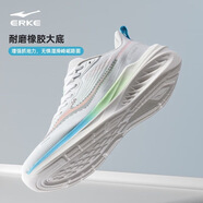 鴻星爾克（ERKE）運(yùn)動鞋新款男士減震耐磨軟底休閑跑步鞋透氣舒適百搭戶外慢跑鞋 爾克白/熒光脂橘 41