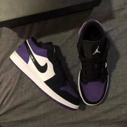 CLENIKEED莆田純原 Air 喬1 AJ1黑紅籃球鞋腳趾低幫男女百搭ins校園休閑運 AJ喬1黑紫（高版本+吱吱響NIKE） 36 NIKE