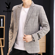 花花公子（PLAYBOY）春秋季男士小西裝韓版潮流休閑西服外套男裝痞帥氣正裝夾克上衣服 1953淺卡其色 XL
