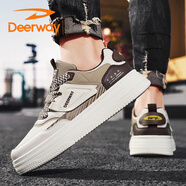 德?tīng)柣荩―EERWAY）鞋子男2025秋冬季板鞋男士潮流休閑鞋厚底百搭運動(dòng)鞋時(shí)尚米卡其40