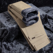 百斯盾（Bestn）高端純棉休閑褲男2025新款男士春秋季直筒寬松工裝褲子200斤大碼 6738卡其色（加絨加厚） 28  腰圍【2尺】