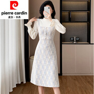 皮爾卡丹（pierre cardin）法式拼接毛呢假兩件連衣裙女2025春秋時(shí)尚收腰顯瘦洋氣a字裙針織 圖片色 S