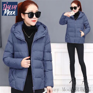 DALEY MODE棉服女裝棉衣外套女士冬天冬季加厚短款棉衣女韓版寬松連帽棉服女 霧霾藍 L 90-105斤