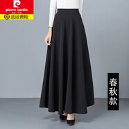 皮爾卡丹（pierre cardin）秋冬新款黑色裙子女垂墜感半身長(zhǎng)裙到腳踝大擺裙春秋長(zhǎng)款a字傘裙 Q001-春秋黑色滌卡紋修身大擺裙 S 適合腰圍1尺8--1尺9[裙長(zhǎng)80cm