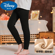 迪士尼（Disney）童裝男童保暖褲加絨加厚打底褲秋褲兒童護(hù)膝內(nèi)穿棉褲秋冬寶寶褲子 黑色加/絨護(hù)膝(中厚款) 150 適合身高140-150厘米