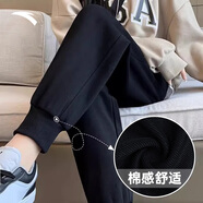安踏女褲運(yùn)動(dòng)褲子女士秋季透氣親膚舒適針織收口衛(wèi)褲戶外運(yùn)動(dòng)休閑長(zhǎng)褲 【棉感親膚-收口褲腳】黑色-1 M 女165