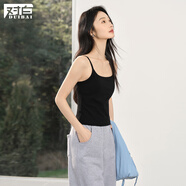 對白【多色】方領(lǐng)吊帶背心女2025年夏季新款獨特修身內(nèi)搭打底上衣 靜謐黑 L
