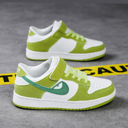 里奇.喬丹   RICKY JORDANaj兒童運動(dòng)鞋男女孩大童魔術(shù)貼校園小白鞋新款透氣低幫板鞋 青蘋(píng)果 28