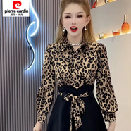 皮爾卡丹（pierre cardin）網(wǎng)紅連衣裙氣質(zhì)新款豹紋時(shí)尚洋氣收腰顯瘦拼接襯衫長袖 豹紋 建議100斤以內(nèi) M