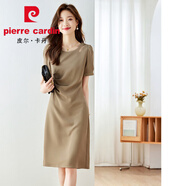 皮爾卡丹（pierre cardin）杭州真絲桑蠶絲連衣裙夏季2025新款端莊休閑顯瘦緞面大牌a字裙 主圖色 M