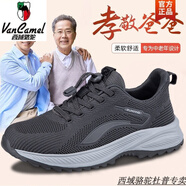 西域駱駝品牌男鞋中老年運(yùn)動(dòng)鞋春秋新款網(wǎng)面舒適爸爸鞋軟底休閑老人健步鞋 深灰(男)5510【春季】-駱駝官方 36