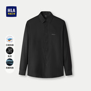 海瀾之家（HLA）/海瀾之家無(wú)痕科技長(cháng)袖休閑襯衫25春秋新三防免燙無(wú)憂(yōu)黑襯衣男 黑色27 43 180/104A 推薦173~184斤
