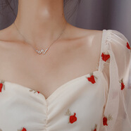 天啟世紀s925純銀項鏈女韓版氣質(zhì)甜美鑲鉆波浪心跳吊墜短款網(wǎng)紅輕奢配 925銀波浪心跳項鏈(白金色)