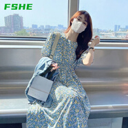FSHE甜美娃娃領(lǐng)連衣裙夏季新款顯瘦百搭遮肉設(shè)計(jì)感別致小黑裙 碎花裙0044 XL [120-140斤]