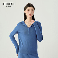 深呼吸DEEP BREATH女裝百搭半拉鏈連帽衛(wèi)衣棉針織衫女A301489 花紗藍(lán) L (4碼)