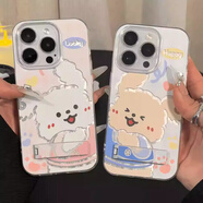 歡靖適用蘋果16promax情侶手機殼iphone14plus防摔殼蘋果13pro手機殼/12羽紗殼11全包卡通情侶貼貼小狗 羽紗-貼貼粉衣小狗 iPhone 16 ProMAX