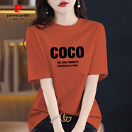 皮爾卡丹（pierre cardin）灰色純棉短袖t恤女2025年夏季薄款時(shí)尚寬松顯瘦減齡氣質(zhì)體恤上衣 橘紅色【18A COCO】 2XL 建議【130-150斤】