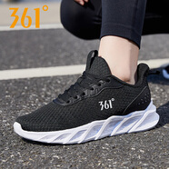 361°女鞋運動鞋女2025夏季新款361度輕便減震網(wǎng)面透氣跑步鞋休閑鞋子 曜石黑/361度白-2211F 35