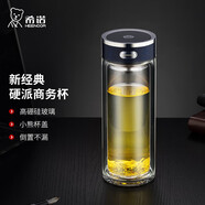 希諾（HEENOOR）玻璃杯雙層水杯男帶濾網(wǎng)防燙泡茶杯車載高檔辦公水晶杯子專用禮物 360ML紫羅蘭-新品小熊蓋