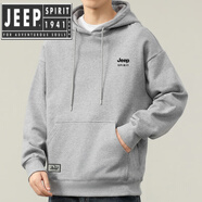JEEP SPIRIT吉普精神連帽衛(wèi)衣男士春秋潮流休閑百搭套頭外穿長袖t恤男裝 222-j01淺灰色 2XL 【141-160斤】