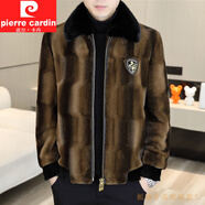 皮爾卡丹（pierre cardin）秋冬夾克男士金貂絨皮毛一體外套帥氣加厚防寒保暖皮仿皮草外套男 033 2XL 140-160斤