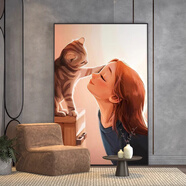 現代客廳沙發(fā)墻面臥室玄關(guān)裝飾畫(huà)溫馨貓咪摸頭動(dòng)物背景墻壁畫(huà)掛畫(huà) A款 120*180(鈦鋁+畫(huà)布+有機玻璃)