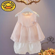 G.DUCKKIDS2025新款女小童洋氣女寶寶夏裝兩件套1一3歲純棉嬰兒衣服時(shí)尚韓版 蝴蝶套裝粉 90 建議(12-1歲半)