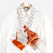 達芬奇密碼 春秋長(cháng)絲巾發(fā)帶長(cháng)條韓版窄飄帶圍巾女百搭禮物 月影婆娑 銹桔