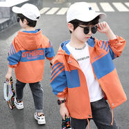 G.DUCK KIDS小黃鴨童裝男童外套春秋款2025新款兒童風(fēng)衣中大童休閑男孩中款帥 桔色拉條風(fēng)衣【春秋款】 110 建議身高100CM左右