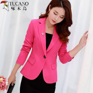 啄木鳥(niǎo)（TUCANO）2026春裝新款小西裝女短款外套韓版修身長(cháng)袖小西服女裝小個(gè)子上衣 玫紅色 L 【103111斤】
