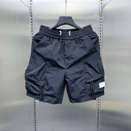 凱瑞姆科羅2025夏季新款工裝松緊腰短褲潮男薄款潮牌高端休閑褲子五分沙灘褲 黑色 XL