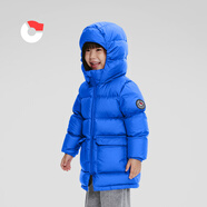 保姆鵝兒童羽絨服中長(zhǎng)款加厚防寒外套寶寶中大童保暖冬裝 亮藍(lán) 120