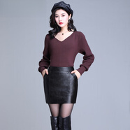 月影披夢(mèng)海寧皮草大碼高腰皮裙半身裙女包臀一步裙短裙顯瘦顯高修身韓版秋 黑色 XL 28