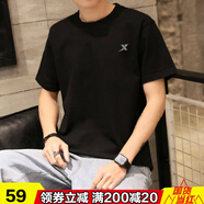特步（XTEP） 短袖男t恤夏季新款男士速干透氣圓領(lǐng)休閑運(yùn)動(dòng)服寬松上衣跑步健身衣微彈體恤運(yùn)動(dòng)男裝汗衫 速干款-黑色(聚酯纖維) XL/180