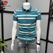 皮爾卡丹（pierre cardin）條紋POLO.衫男短袖t恤夏季潮流2025新款潮流修身休閑翻領(lǐng)體恤針織 藍色【花襯衫/白襯衫/潮牌/設(shè)計 2XL [建議150-170斤]