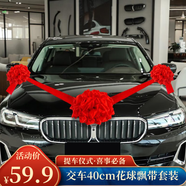 佳妍大紅花球 40cm提車交車慶祝儀式感迎親拍照道具1.5m飄帶套裝