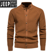 JEEP SPIRIT歐美大碼上衣秋冬新款開衫男士毛衣高品質(zhì)商務(wù)休閑毛衣針織衫男潮 巧克力 S