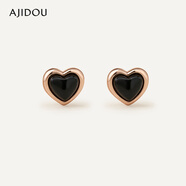 AJIDOU阿吉豆愛心玉髓耳釘 黑色+枚金色 2個