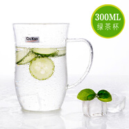 奇高CK-161A純手工耐熱玻璃水杯綠辦公室玻璃杯帶把透明果汁杯 161A