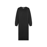 美洋（MEIYANG）千絲連衣裙 懶人裙圓領(lǐng)開(kāi)叉口袋條紋針織長(cháng)裙 黑色 XL