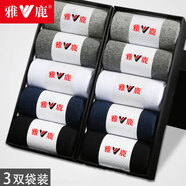 雅鹿襪子男士襪純色春夏季中筒吸汗休閑四季經(jīng)典基礎(chǔ)款 隨機(jī)色 3雙 均碼