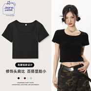 JEANSWEST CLUB真維斯方領(lǐng)短袖T恤女短款ins緊身夏季2025新款露臍顯瘦辣妹上衣