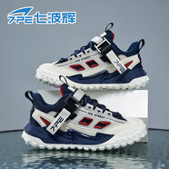 七波輝（7-PE）男童鞋子2025春季潮流新款戶(hù)外網(wǎng)面透氣中大童男孩軟底兒童運動(dòng)鞋 【雙網(wǎng)】深藍/紅 40