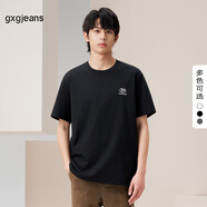 gxg.jeans男裝短袖T恤 2025年夏季新款白色刺繡圓領(lǐng)體恤 黑色 L (175)