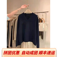 鄂爾草原鄂爾多羊絨衫女100羊絨歐洲站V領(lǐng)羊毛衫女純羊毛套 黑色 S