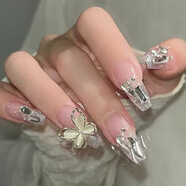 NAIL NINA美甲貼片假指甲穿戴美甲可拆卸日式網(wǎng)紅甲片成品持久磨砂學(xué)生短款 夢(mèng)中幽蝶1件
