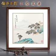 伯莎丹頓（BERTHA DENTON） 中式純手繪山水畫水墨畫客廳沙發(fā)玄關(guān)包間餐廳斗方國畫裝飾掛畫 松風(fēng)聽濤 已加框60*60厘米