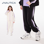 NAUTICA諾帝卡童裝 女童長褲新款春秋季衛(wèi)褲洋氣兒童戶外休閑褲大童褲子 黑色 140
